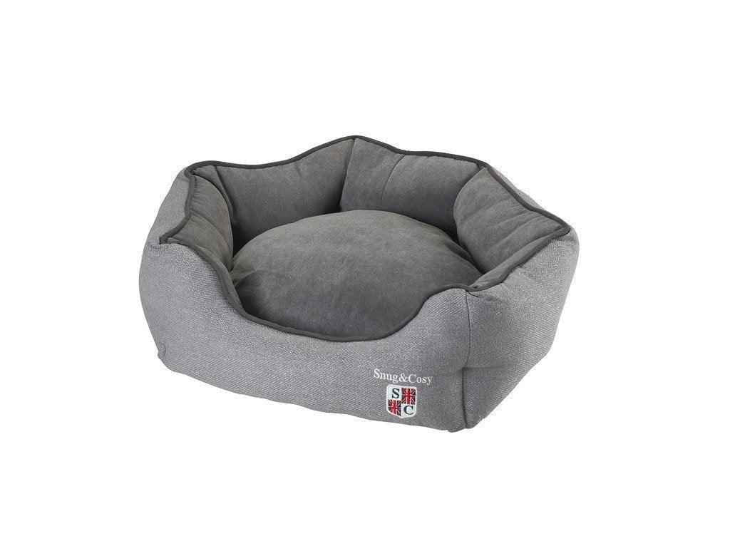 Snug & Cosy Bolster Plain Grey Oval Bed