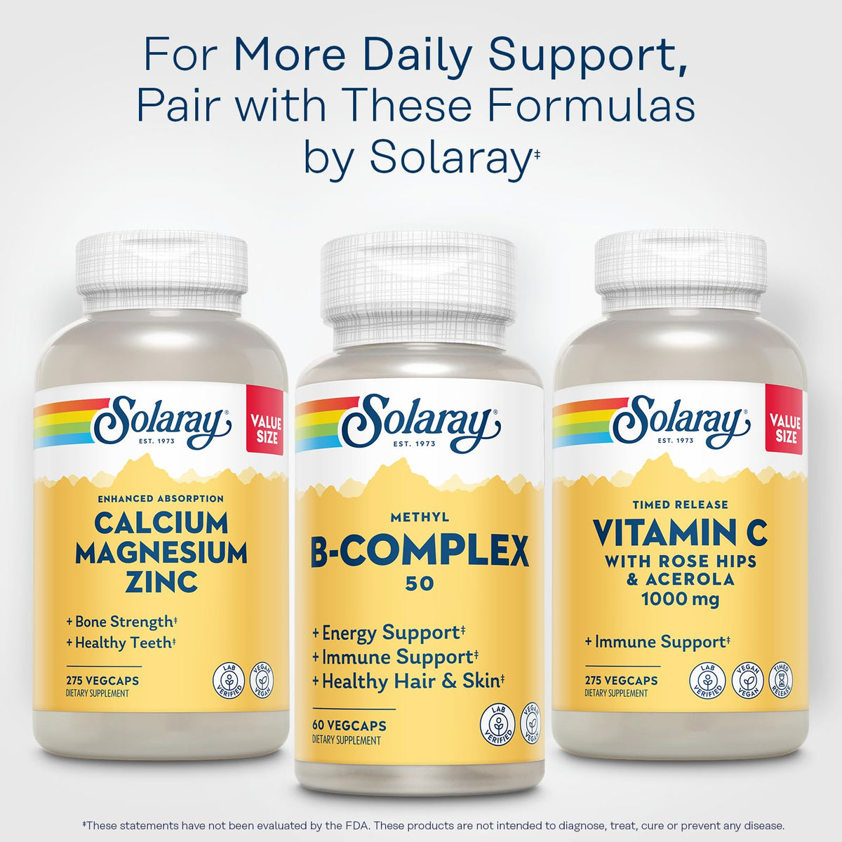 Solaray Methyl B Complex 50mg – Vitamin B12, B6, B1 – 60 Servings, Vegan