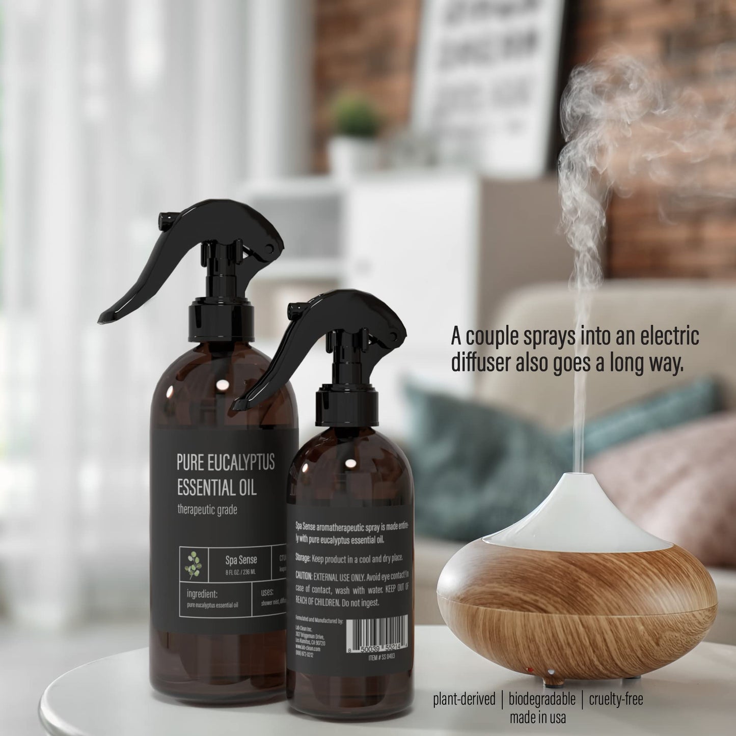 Spa Sense Pure Eucalyptus Shower Mist – 8oz Eucalyptus Essential Oil Spray