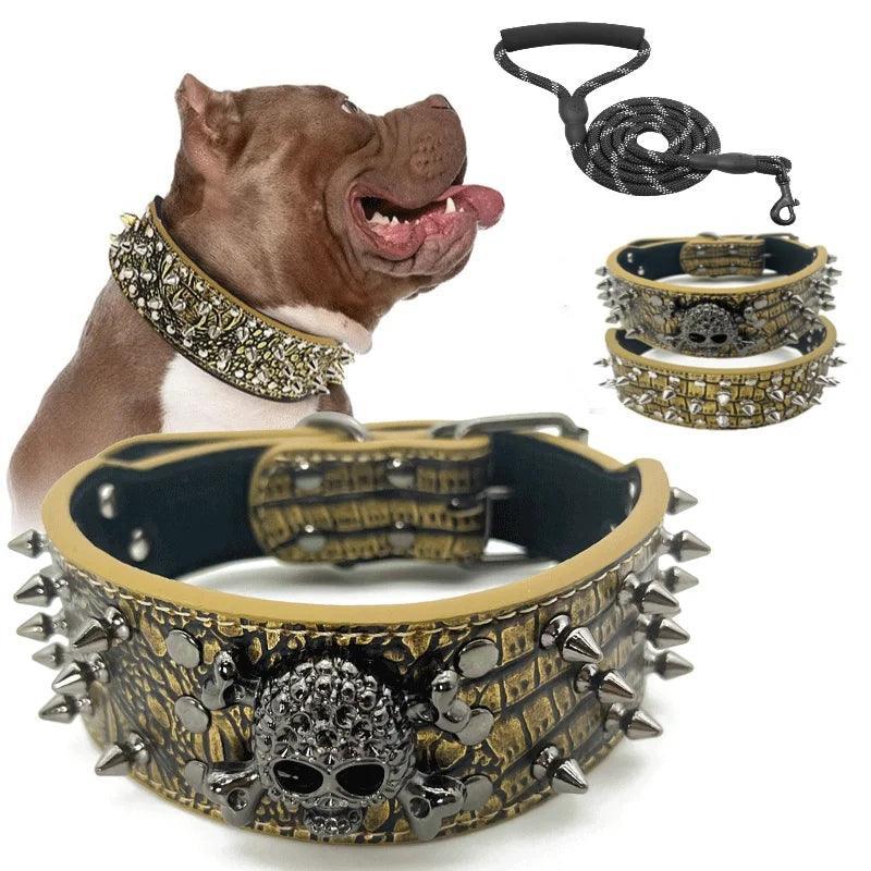 Spiked Collar & Lead Matching Set.
