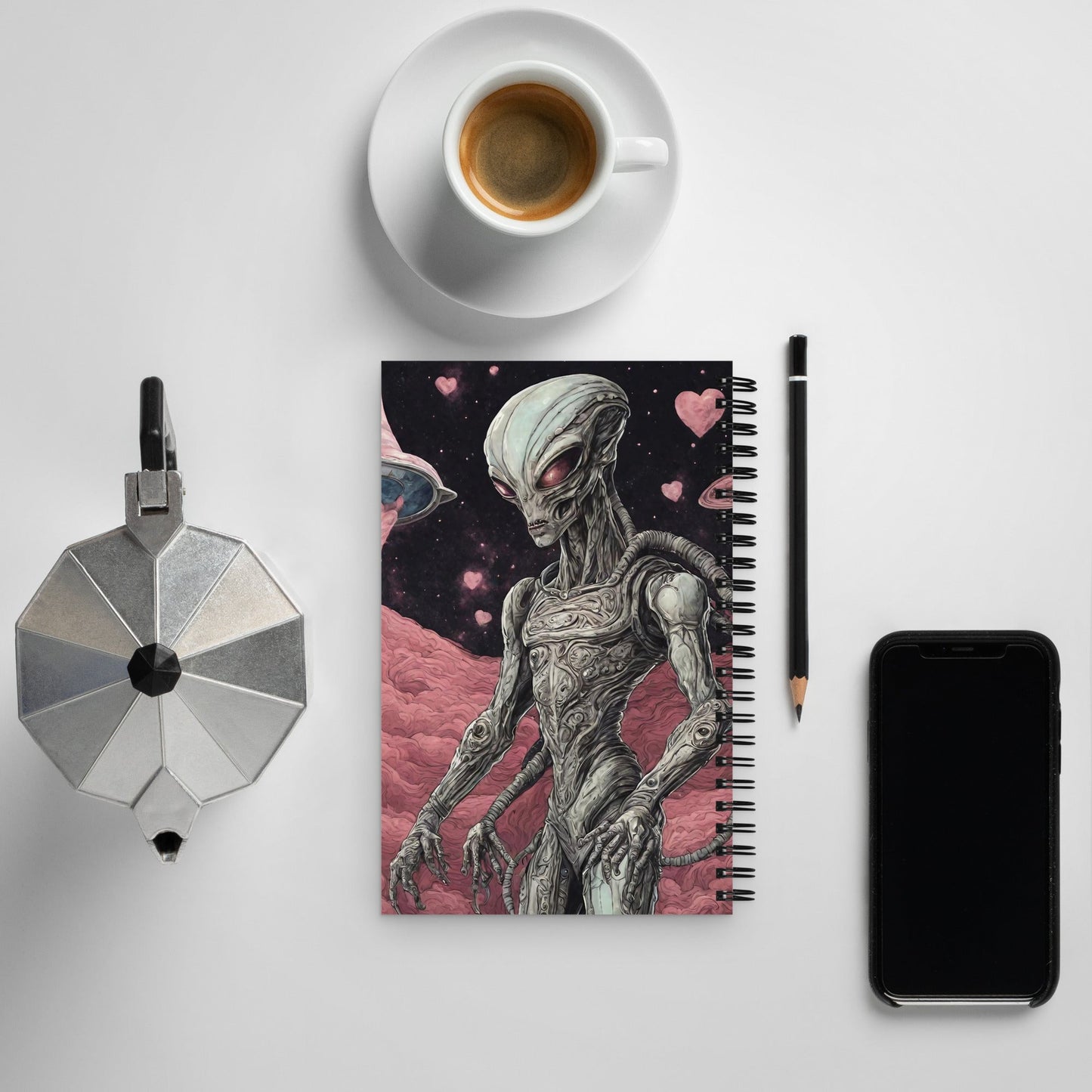 Alien Landscape Spiral Notebook — AI Designed Cover