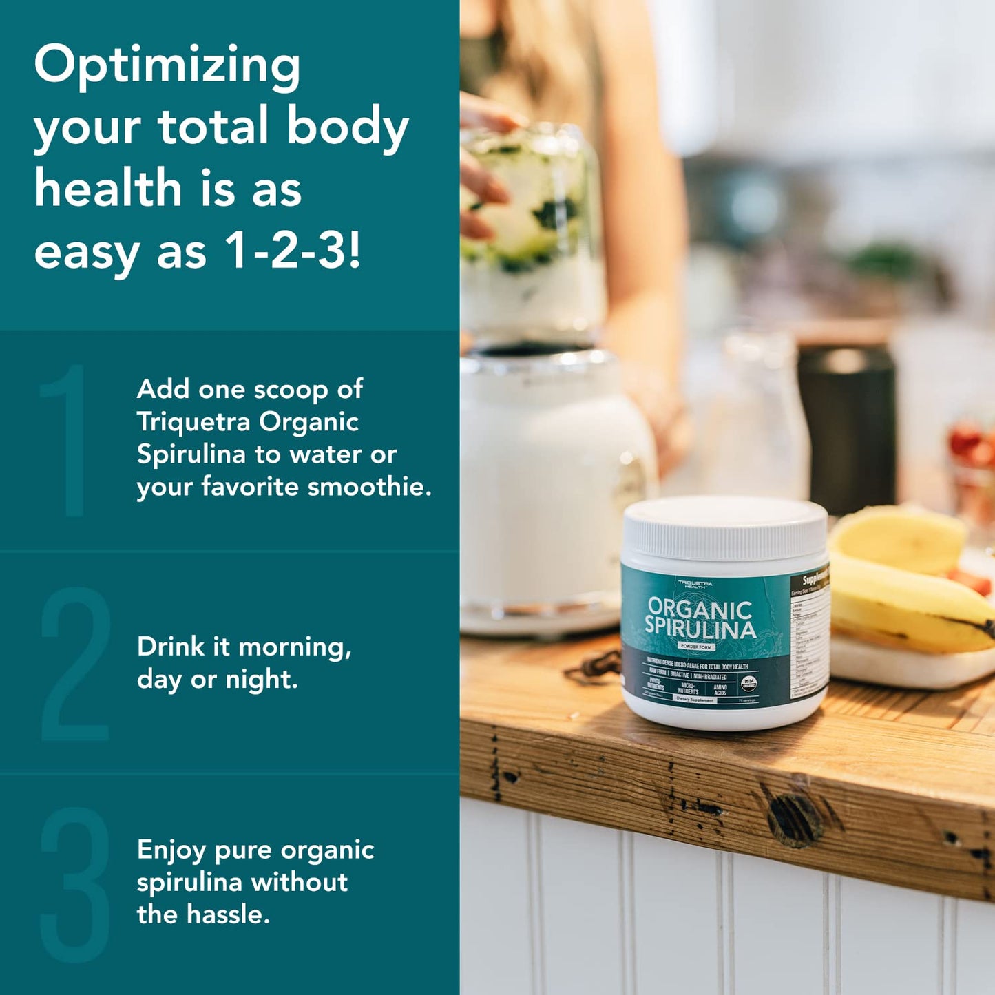 Organic Spirulina Powder – Parry Organic Spirulina | 8 oz, 75 Servings – Vegan, Non-Irradiated