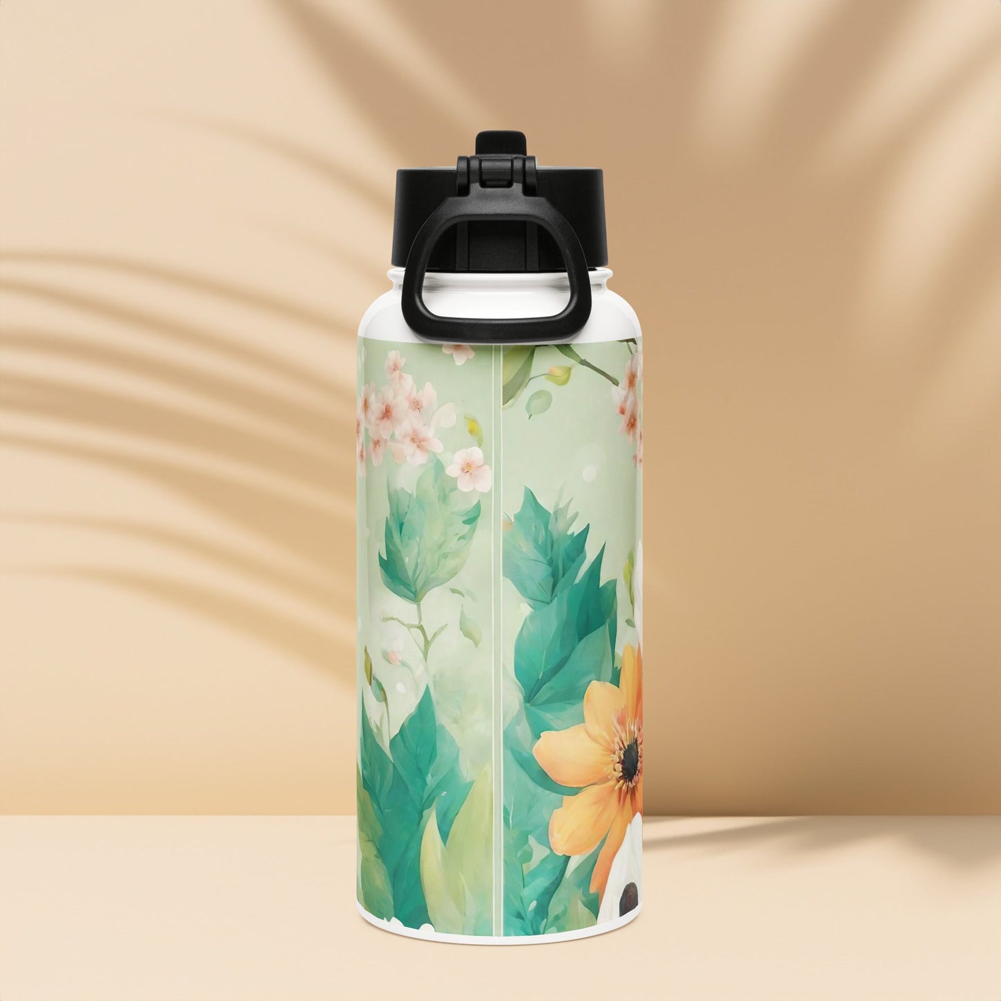 Stainless steel water bottle with a straw lid