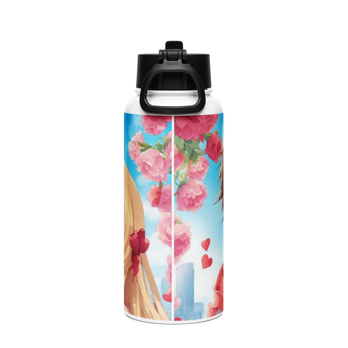 Stainless steel water bottle with a straw lid