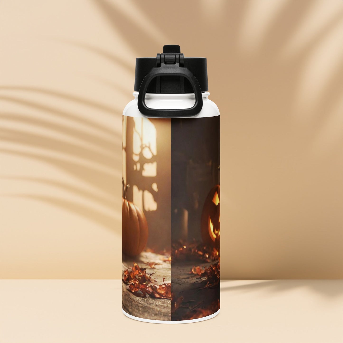 Stainless steel water bottle with a straw lid