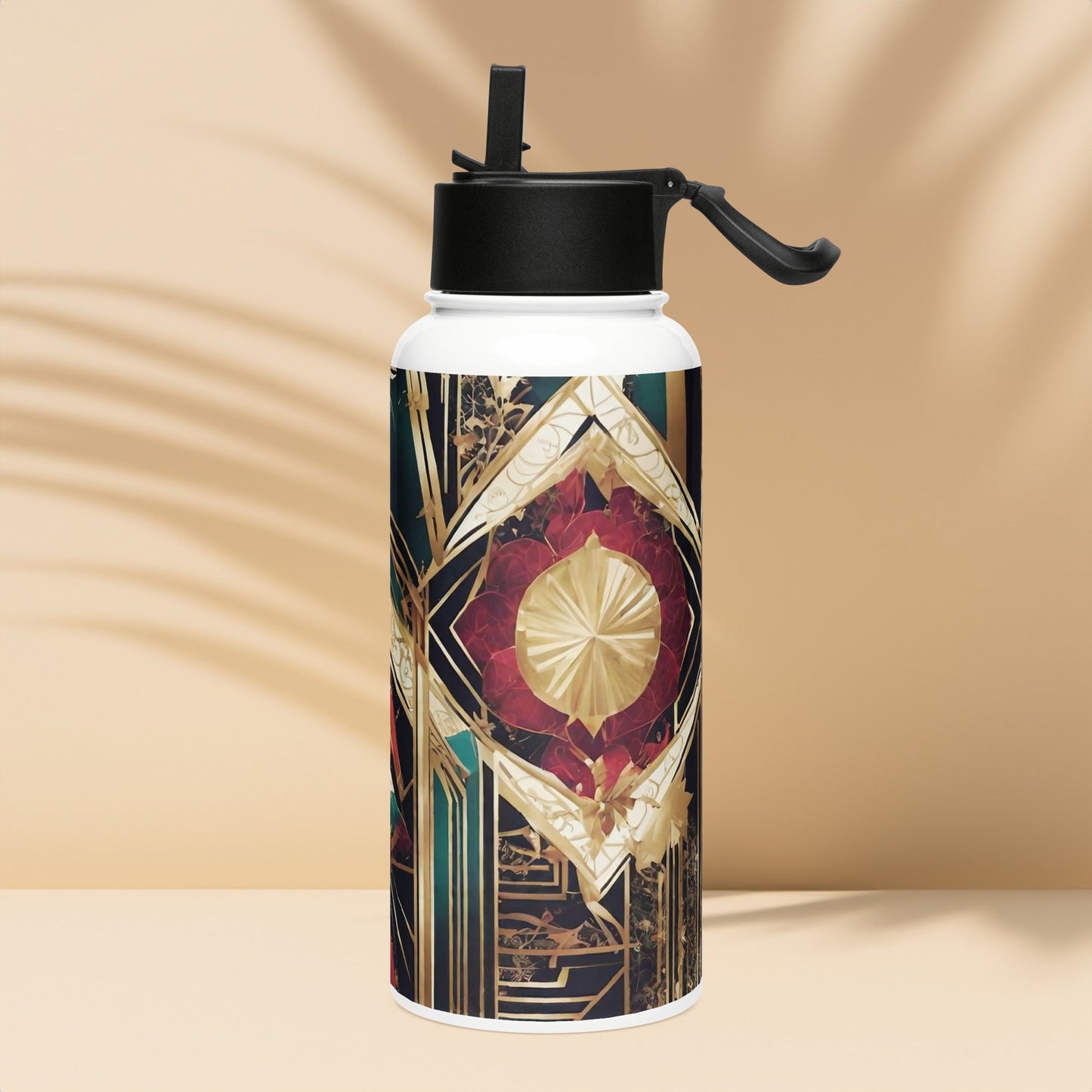 Stainless steel water bottle with a straw lid