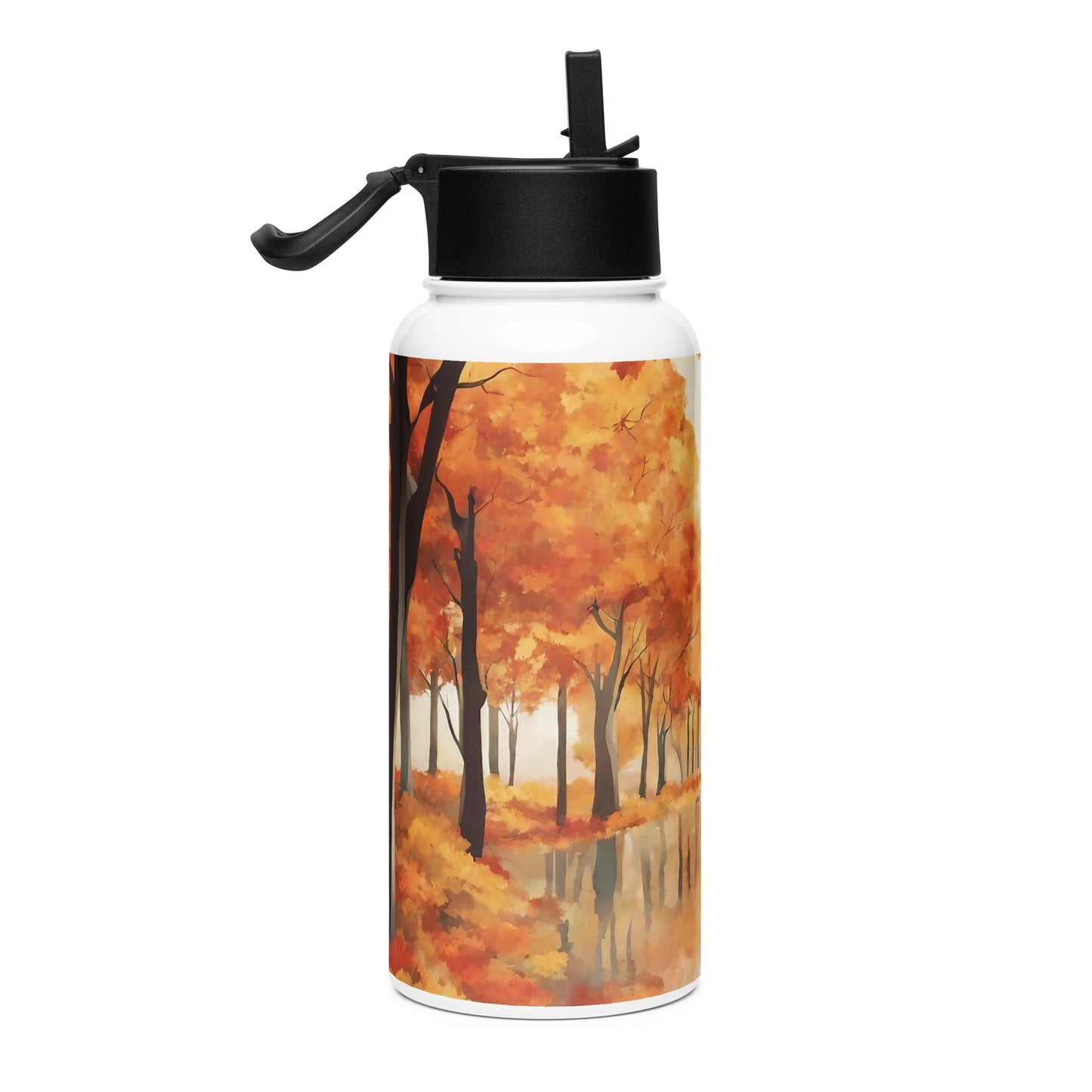 Stainless steel water bottle with a straw lid