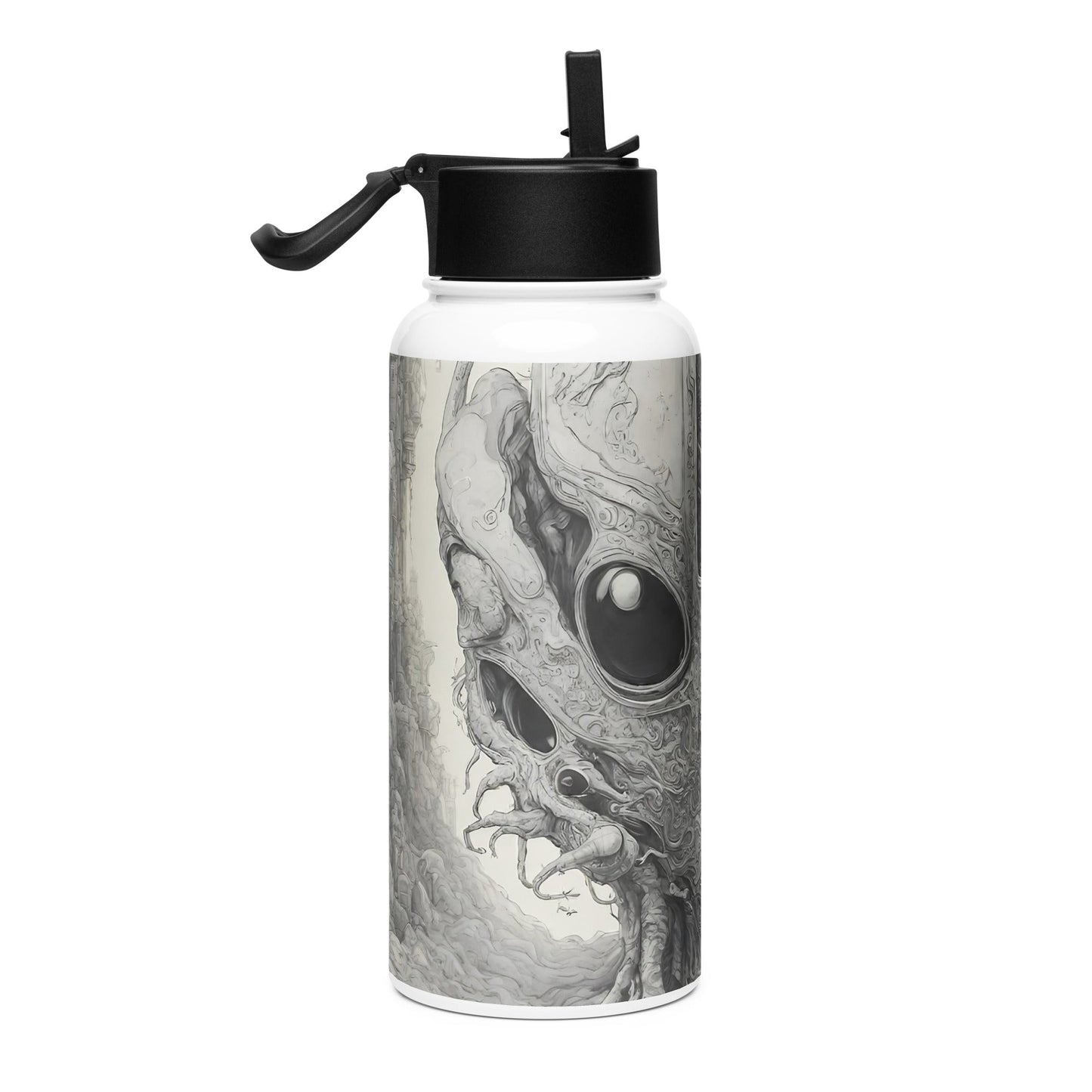 Stainless steel water bottle with a straw lid