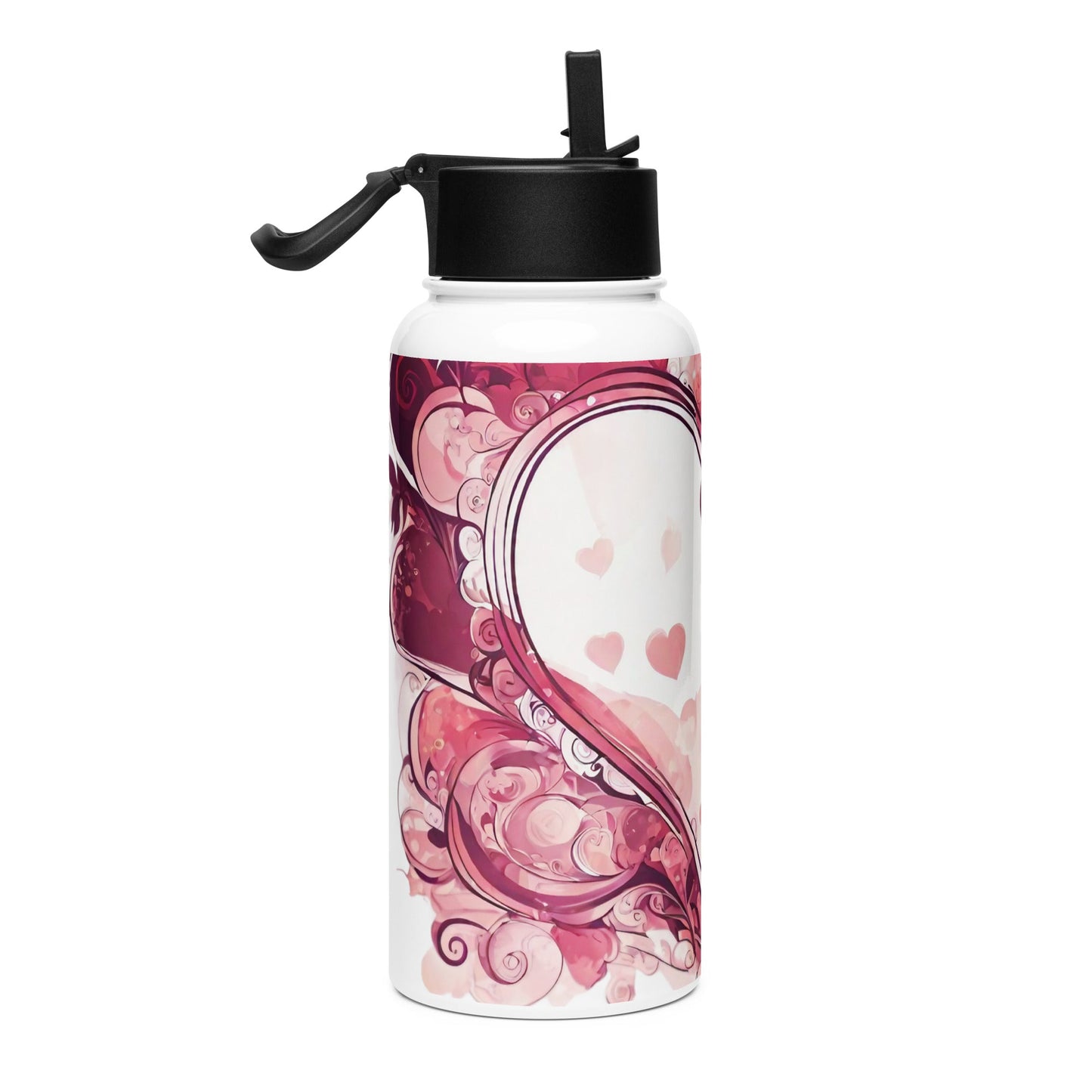 Stainless steel water bottle with a straw lid