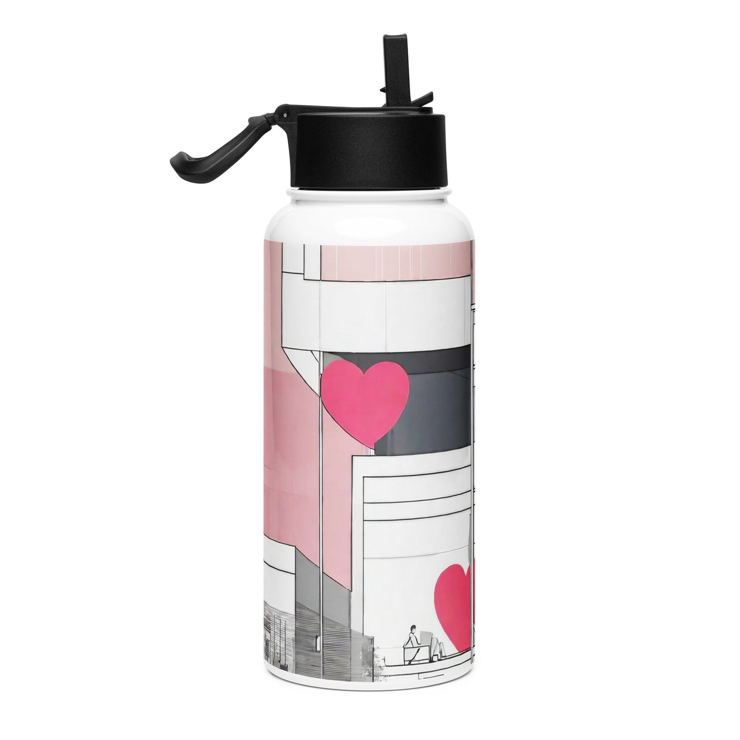Stainless steel water bottle with a straw lid