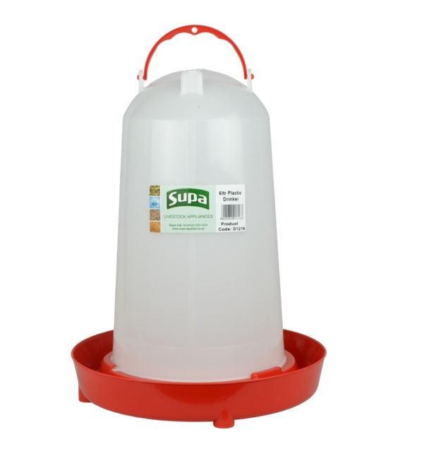 Supa Red and White Poultry Drinker 6L - Case of 3