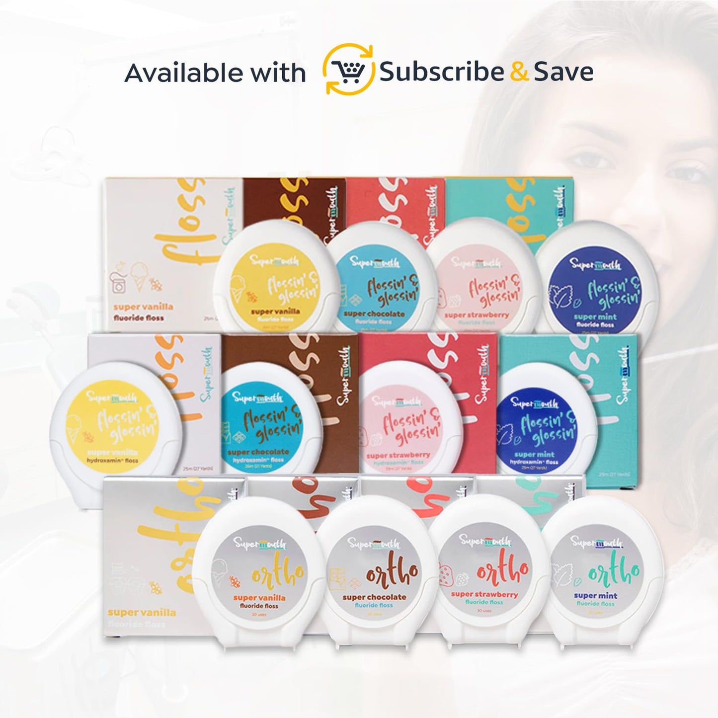 SuperMouth Fluoride Floss – Expanding, 40% More Plaque Removal