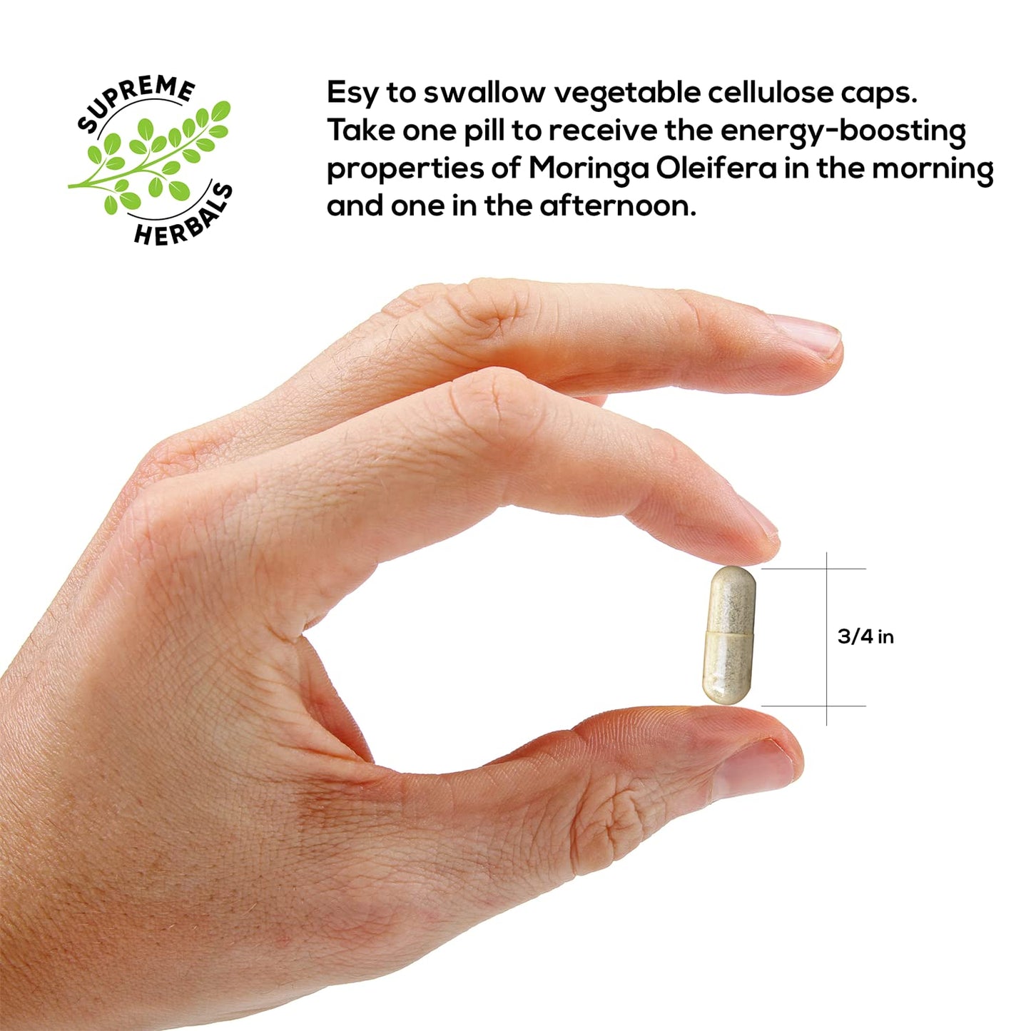 SUPREME HERBALS Moringa Leaf Capsules – 500mg, 120 Count | Organic Certified