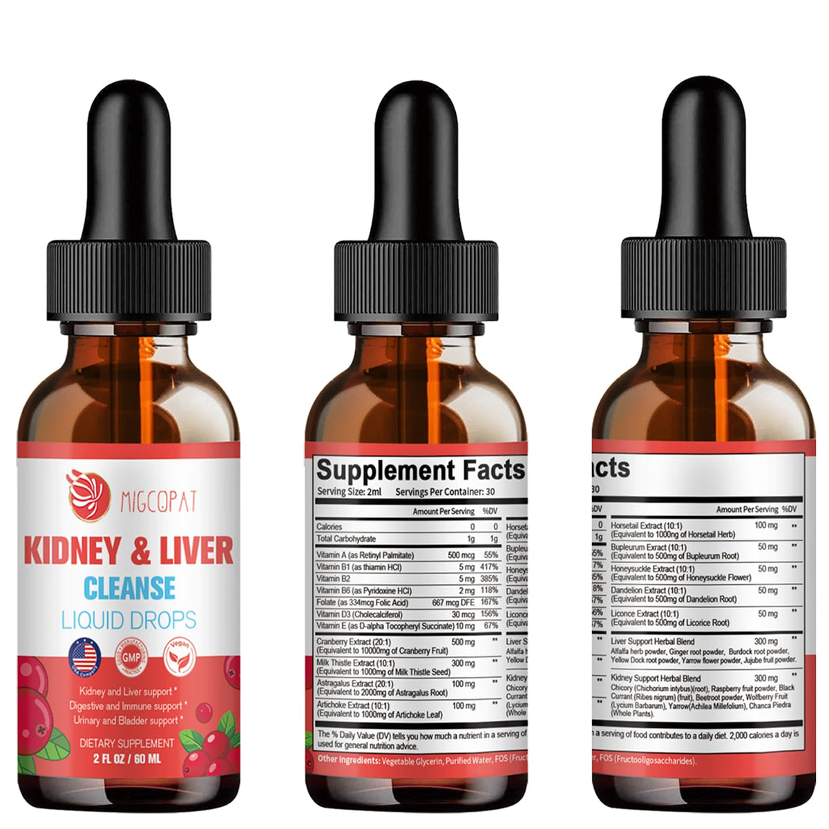 Kidney & Liver Cleanse Detox & Repair Drops – Cranberry, Milk Thistle & Artichoke (60ml) | Natural Herbal Supplement
