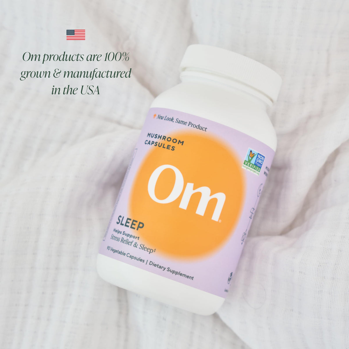 OM Mushroom Sleep Capsules - Reishi, GABA, L-Theanine, Melatonin | 90 Count