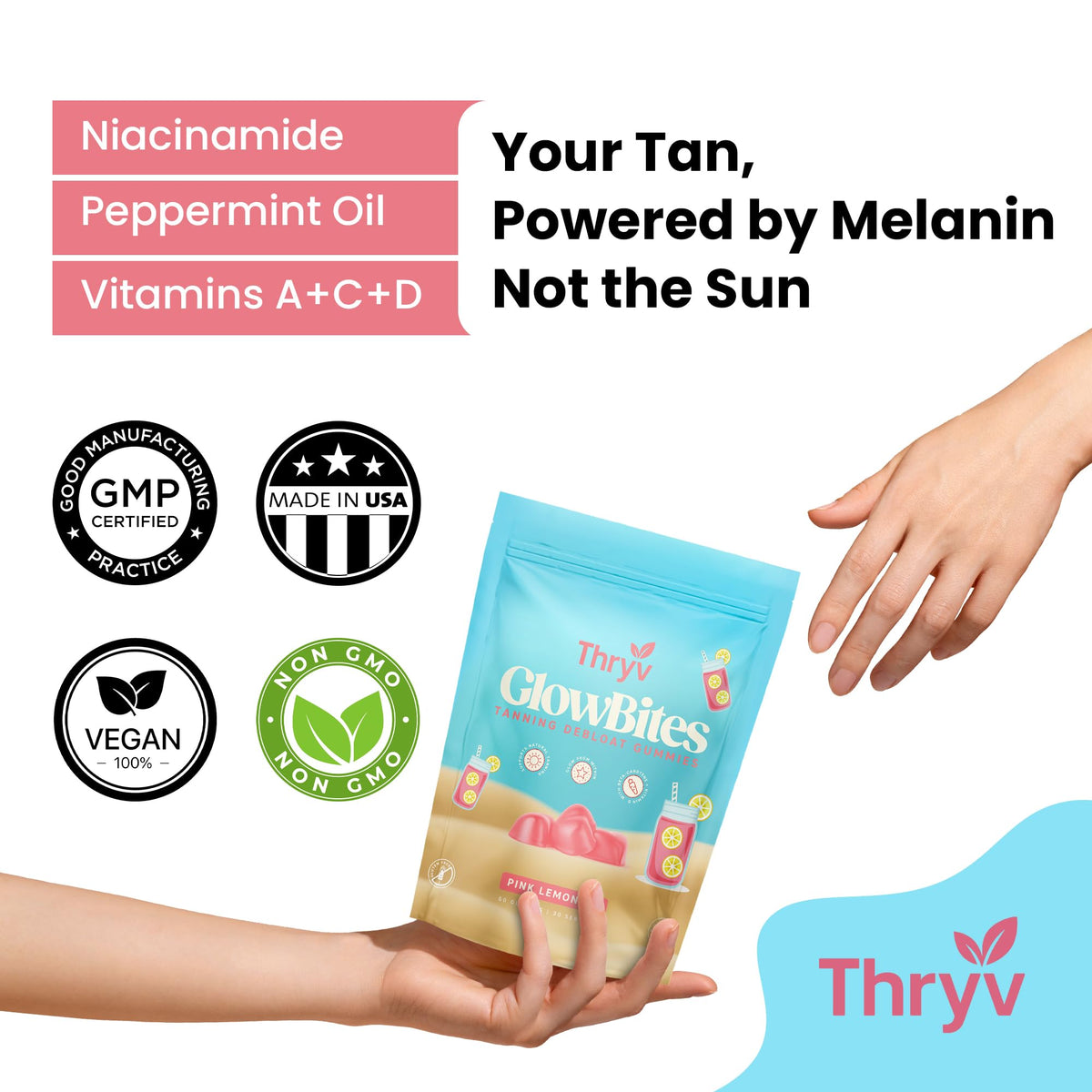 Thryv UVBites Tanning Gummies ā Self Tan Supplement | Glow Up Skin