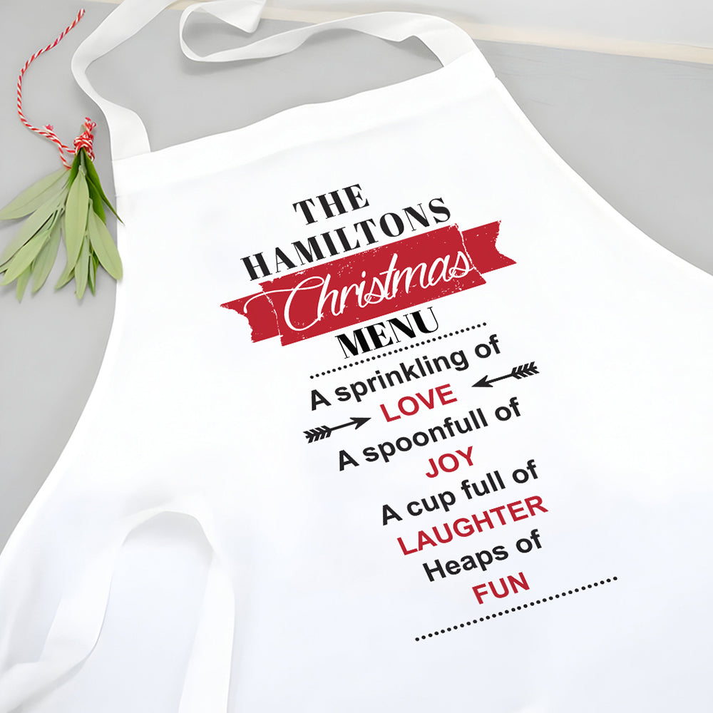 Personalised Personalised Your Family Christmas Menu Apron