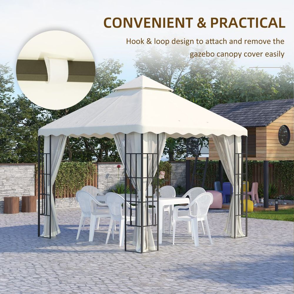 Outsunny 3x3 Gazebo Canopy Replacement - Cream, 2-Tier Roof, Premium Quality