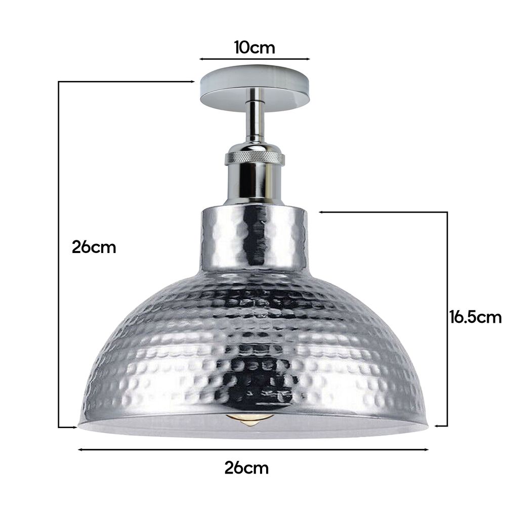 Vintage Industrial Style Flush Mount Metal Chrome Ceiling Light