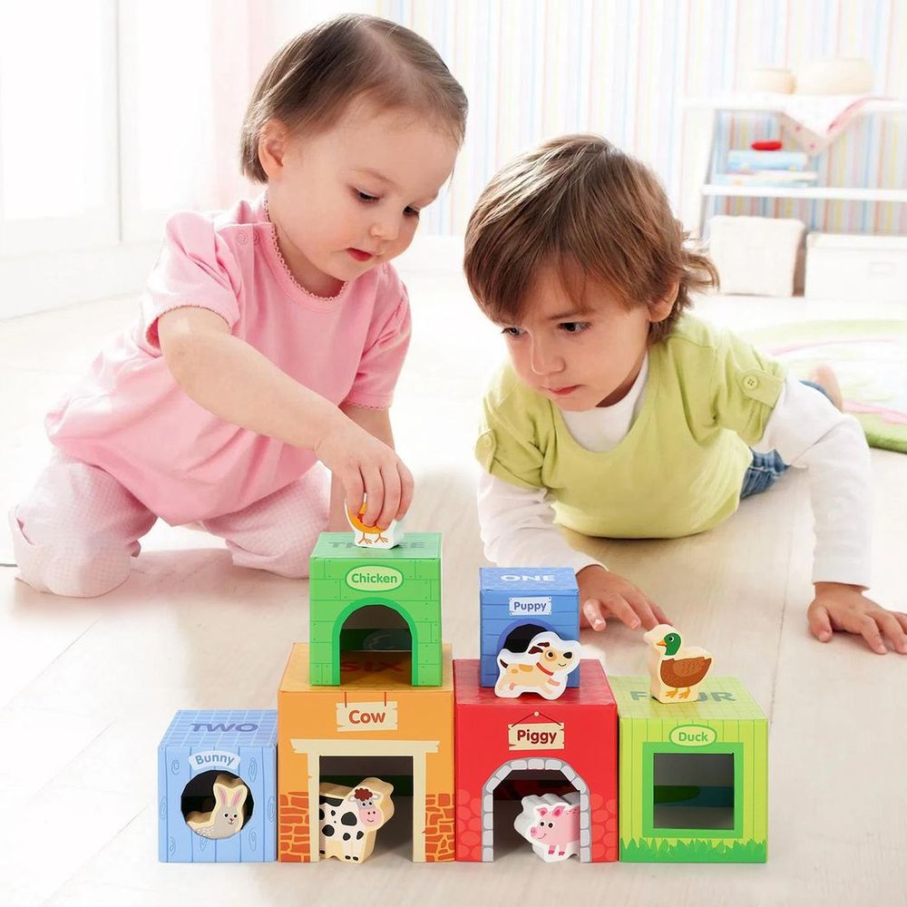 SOKA Stacking Cubes-6 Friends in Farm 0000269