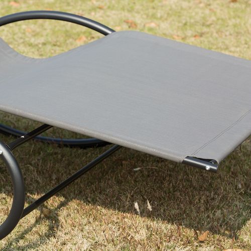 Double Hammock Chair Sun Lounger Swing Rock Seat Grey Rocker W/ Pillow Bed