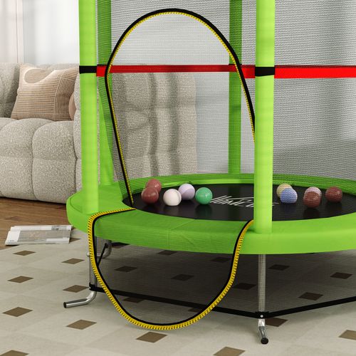 HOMCOM Kids Trampoline Mini Bouncer w/ Enclosure Net for 3-6 Years Green