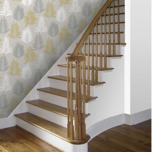 Linen Palm Ochre/Grey sw12 wallpaper
