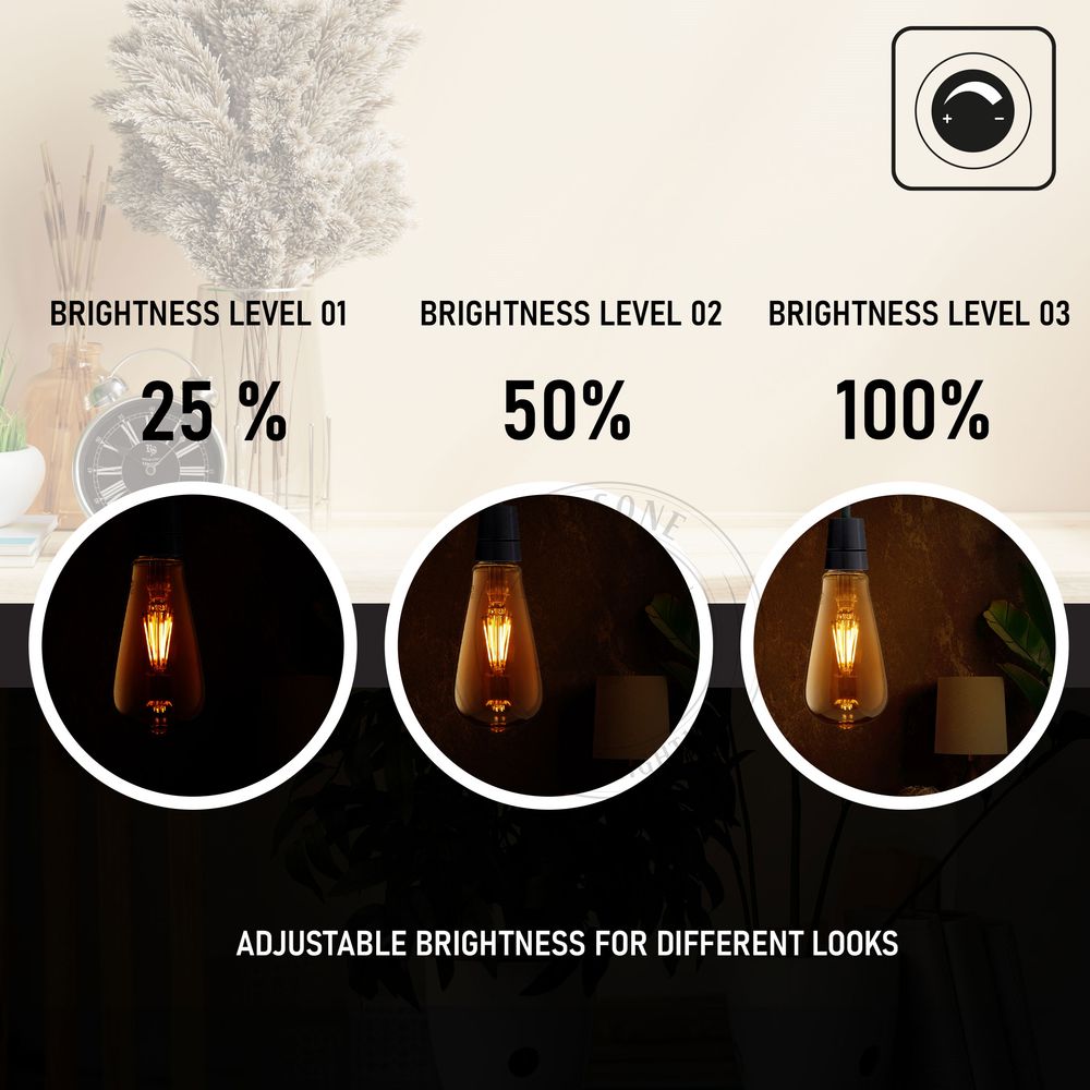 6 Pack E27 LED Edison Dimmable Vintage Amber Glass Warm white 2700K Light Bulb,