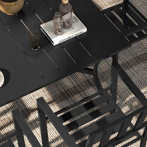 Outsunny 7 Pieces Patio Dining Set with Umbrella Hole, for Poolside, Garden