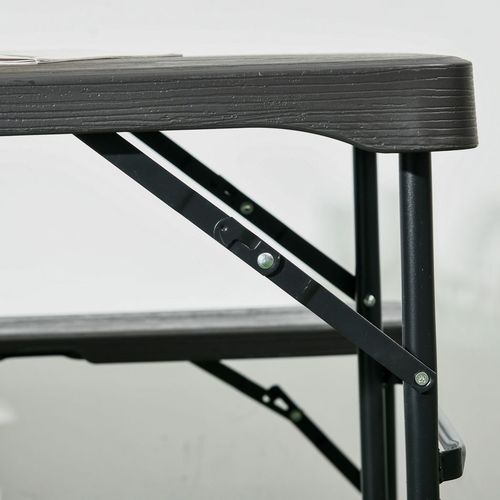 Outsunny HDPE Picnic Table Set w/ Beer Table & 2 Benches for 6, Dark Grey