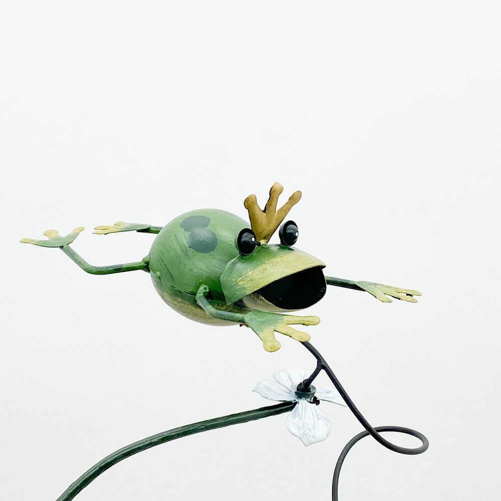 Premium Quality Metal Garden Stake - Vibrant Moving Frog Design