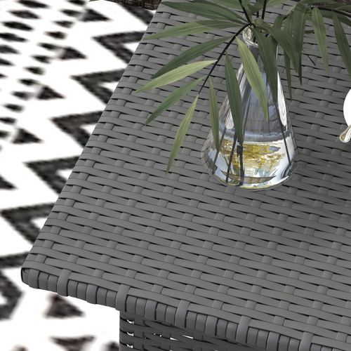 Outsunny PE Rattan Outdoor Coffee Table, Easy Match Rattan Side Table, Grey