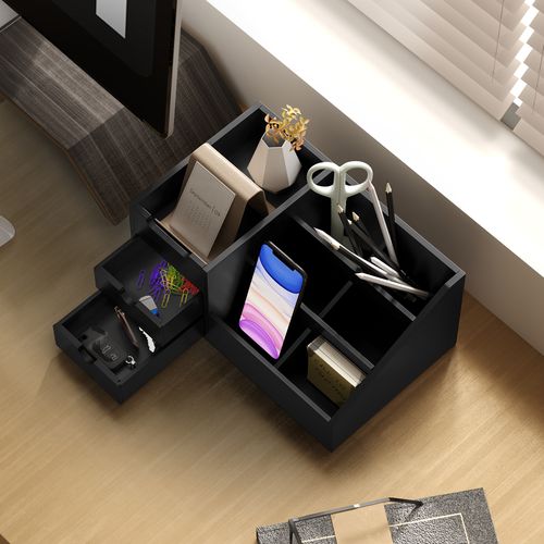 HOMCOM Organiser Holder Multi-Function Storage Caddy Drawers Black