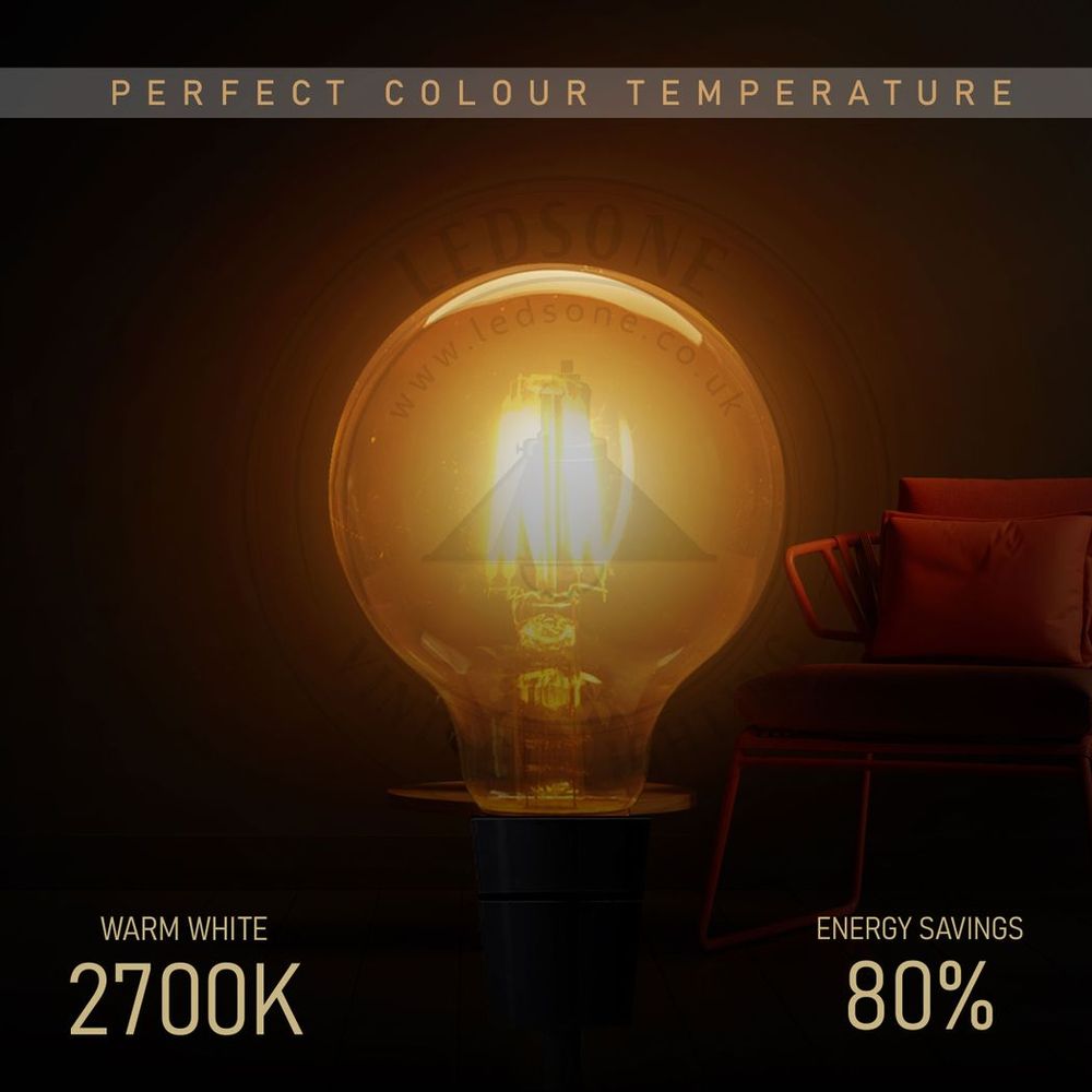 6 Pack E27 LED Edison Dimmable Vintage Amber Glass Warm white 2700K Light Bulbs