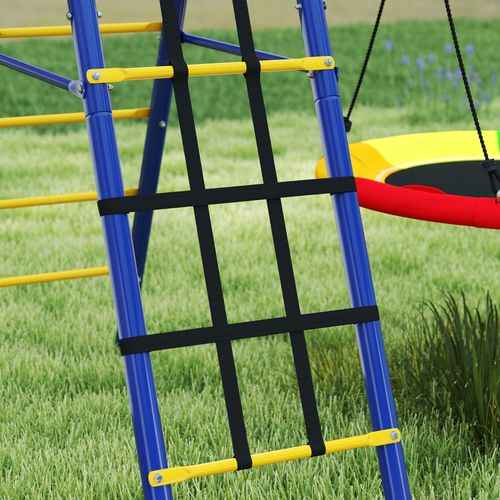 AIYAPLAY 6 in 1 Kids Swing Set with 3 Swings, Climbing Net and Ladder