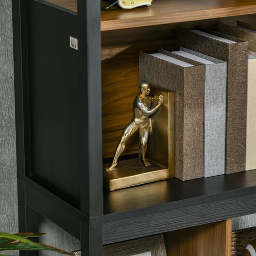 4-Tier Bookshelf Freestanding Bookcase Storage for Study Walnut Brown