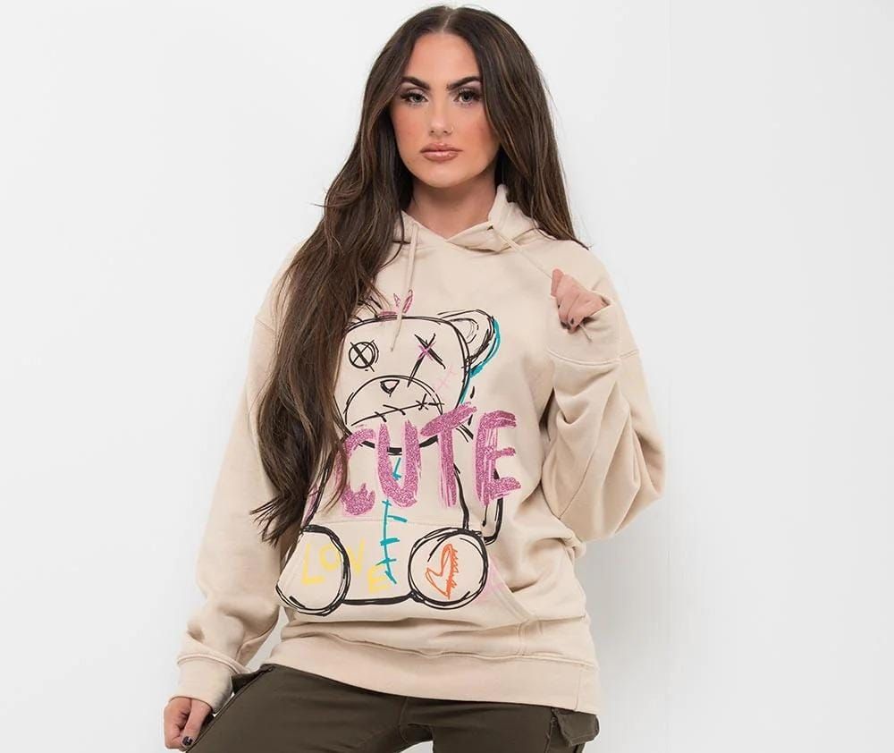 Ladies Oversized Hoodie With Cute Print