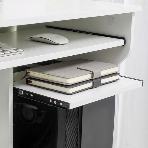 HOMCOM Computer Table Study Desk with Sliding Keyboard Tray, White