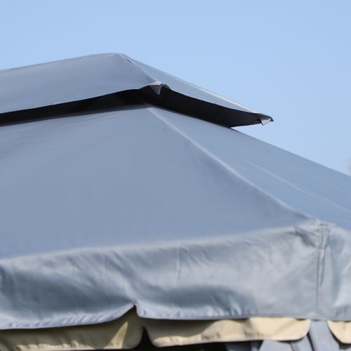 3 x 4m Aluminium Gazebo with 2 Tiers Roof Garden Nets Sidewalls - Grey