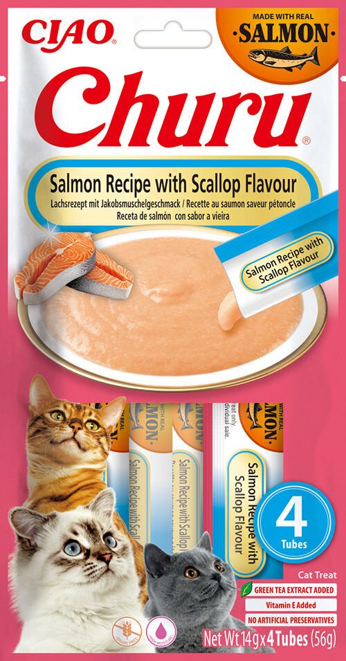 Churu Salmon Churu 4 Pack Salmon Recipe with Scallop Flavour