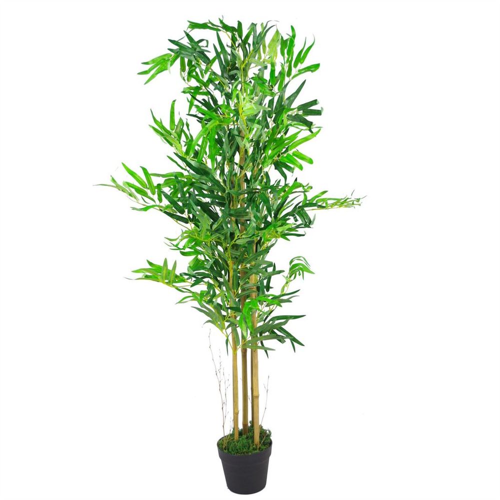 Premium 4ft Natural Look Artificial Bamboo Tree with Gold Metal Planter - Realistic, Low-Maintenance Indoor Plant