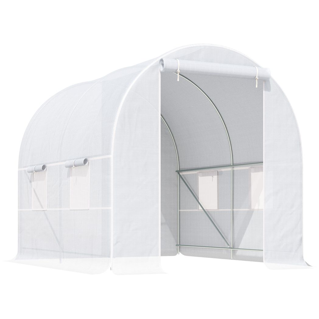 Outsunny 250L X 200W X 200H cm Walk-in Greenhouse-White PE White 2.5m x 2m x 2m