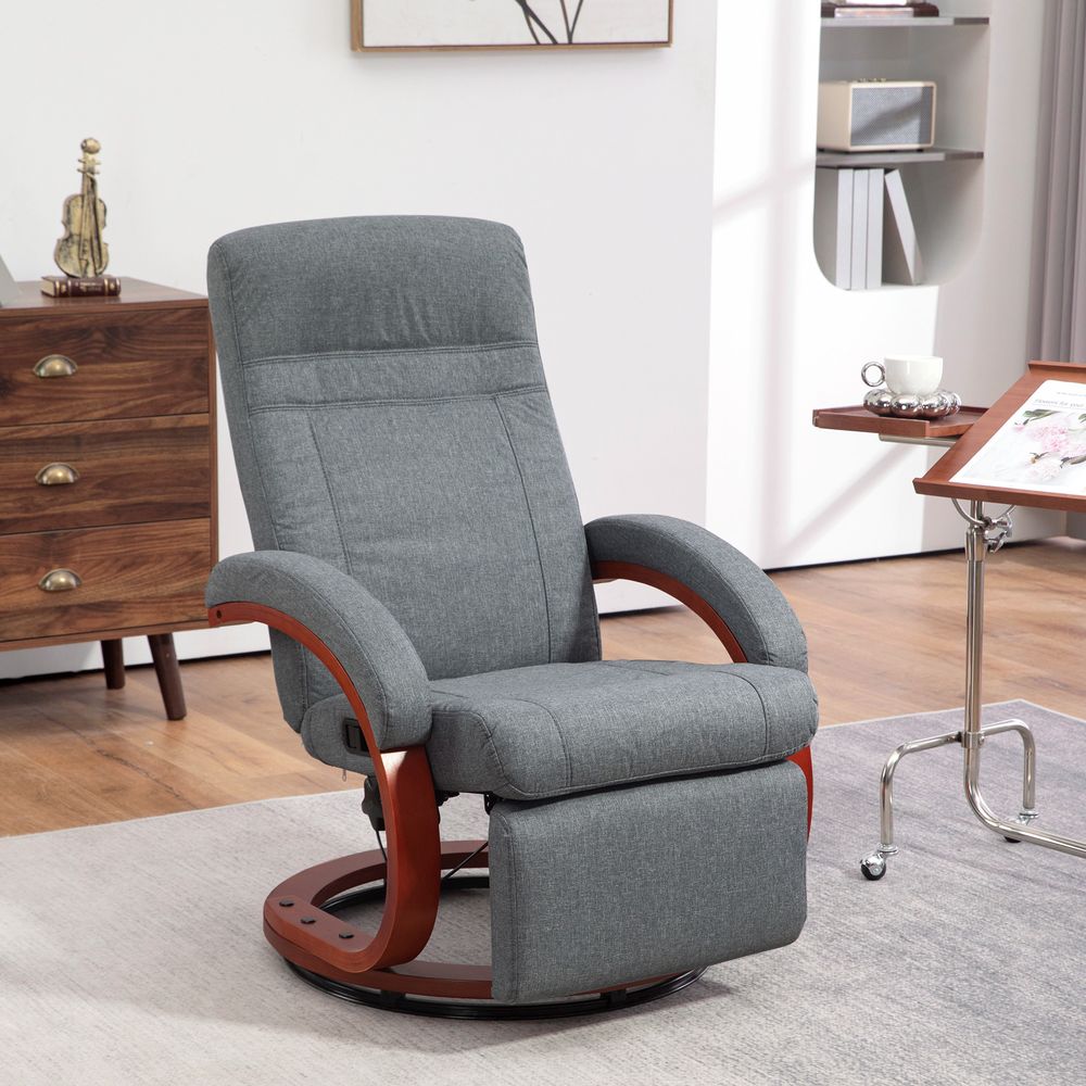 HOMCOM Manual Recliner Swivel Reclining Chair with Footrest Armrests Beige