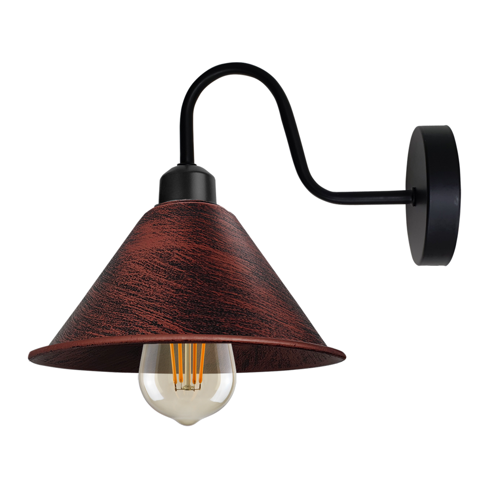 Rustic Red Vintage Wall Light Fixture Black Wall Sconce E27 Base Socket Screw Wall Mounted Swan Neck