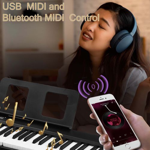 Glarry GPP-106 88 Key Folding Piano Semi-Weighted Standard Keyboards Digital Piano with MIDI Bluetooth, Handbag,Headphone,for Piano Lover Black color