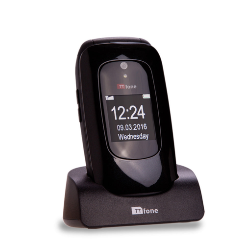 TTfone Lunar TT750 Black Flip Big Button Easy Menu Mobile with EE Pay As You Go SIM