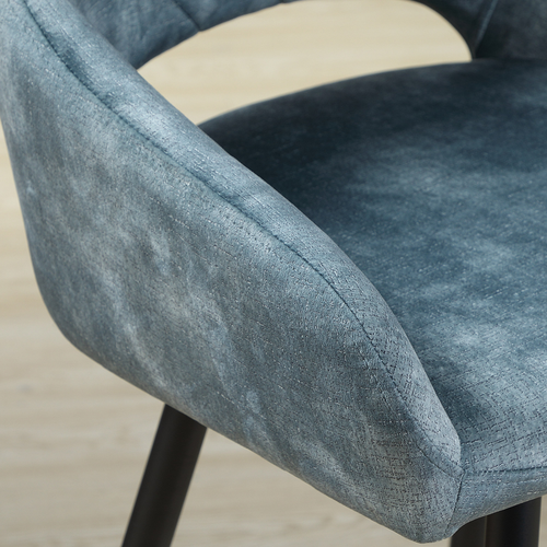 Bar Stools Set of 2, Velvet-Touch Fabric Counter Height Bar Chairs Blue HOMCOM