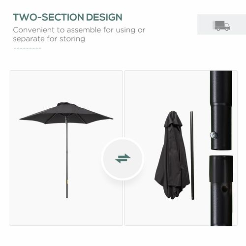 1.96m Parasol Patio Umbrella, Black
