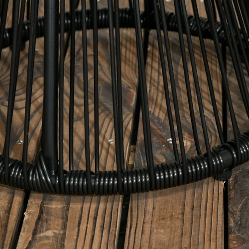 Outsunny PE Rattan End Table, Round Hollow Drum Design Side Table, Black