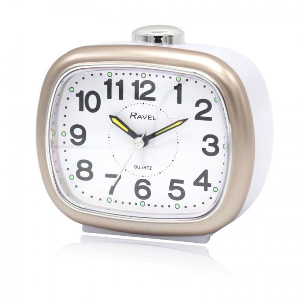 Ravel Large Sized Bedside Quartz Alarm Clock White/Gold RC045.14